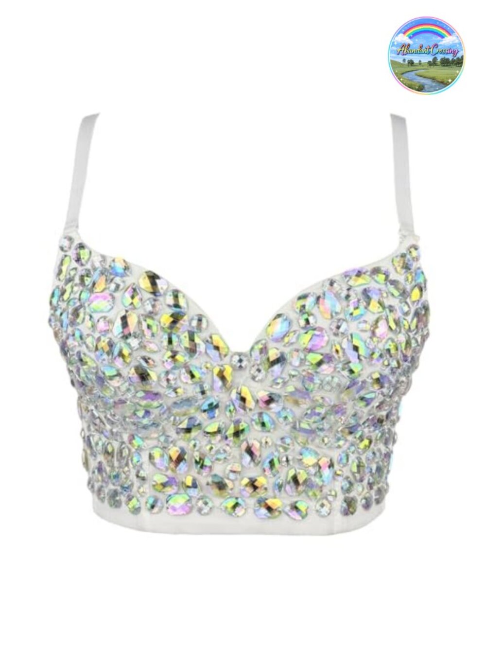 Women's Bustier Crop Top Mesh Corset Push Up Rhinestone Party Clubwear